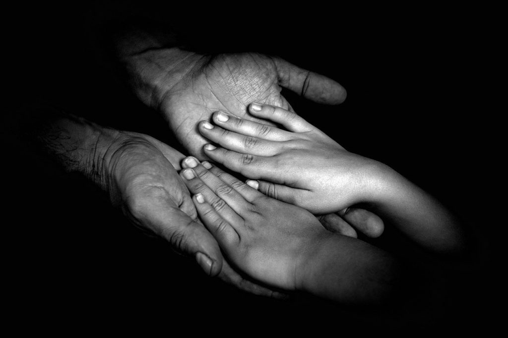 hands, family, parent